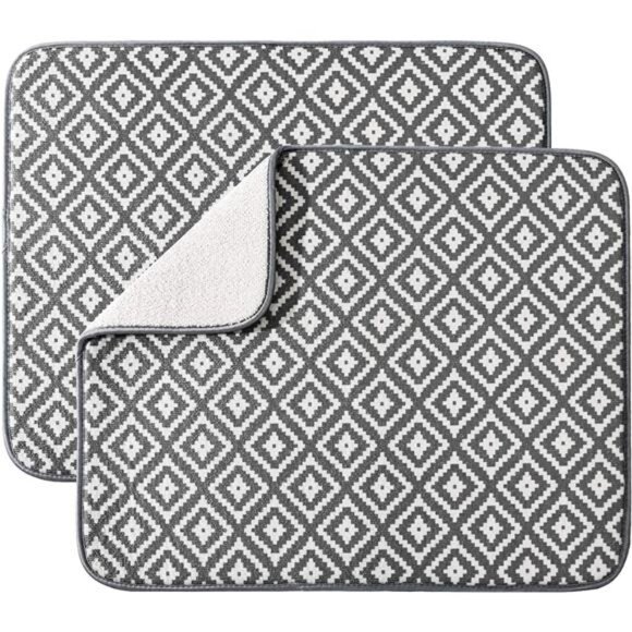 Dish Drying Mat for Kitchen 2 Pack, Ultra Absorbent Microfiber Dishes Drainer - Picture 1 of 6